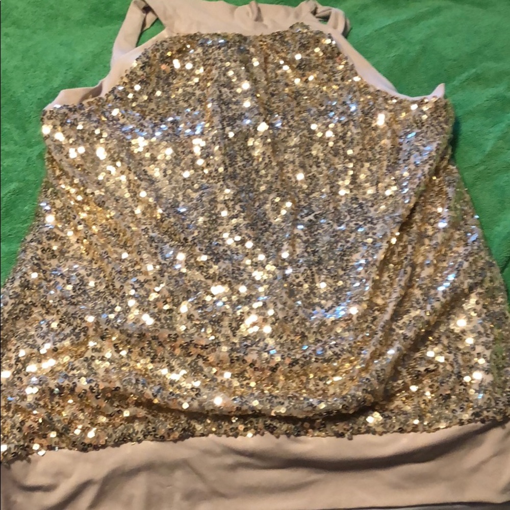 Gold sequin halter top 3X